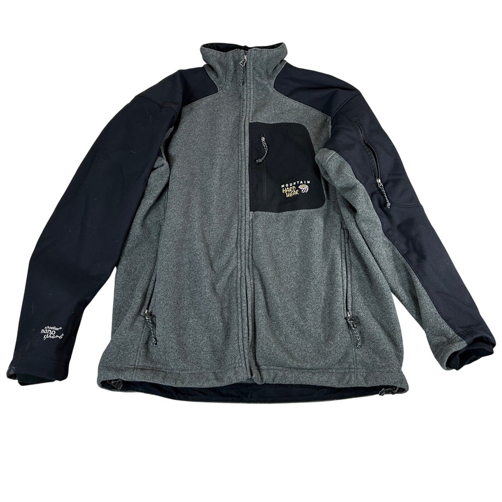 Mountain Hardwear Mens Gray Black Full Zip Fleece Jacket Schoeller NanoSphere L